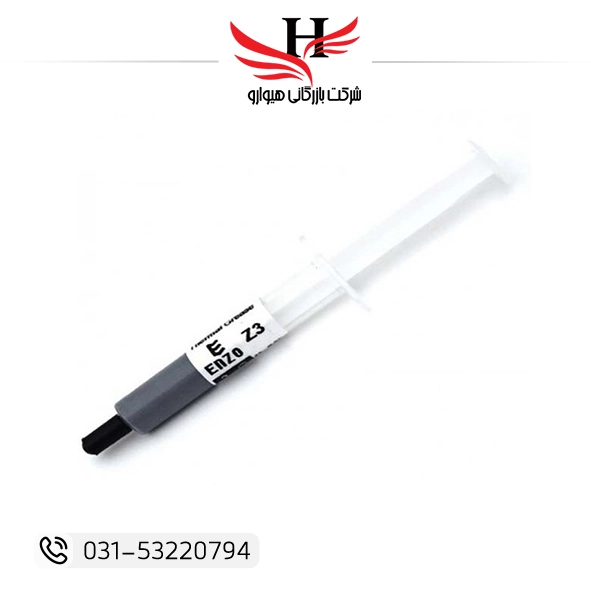 خمیر سیلیکون سرنگی ENZO Z3 با انتقال حرارت بالا، مناسب CPU، GPU و قطعات الکترونیکی | خرید و پخش عمده خمیر سیلیکون از هیوارو شهرضا، اصفهان و تهران